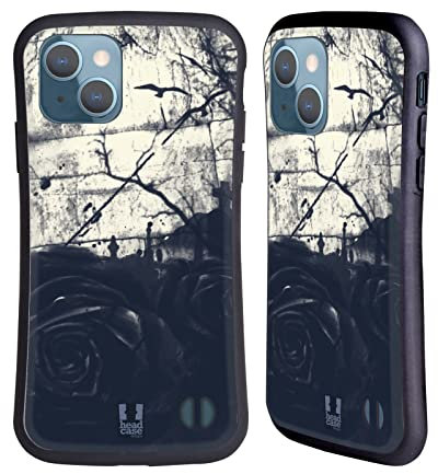 Head Case Designs Rosa Scura Gocce Floreali Cover Ibrida Compatibile con Apple iPhone 13