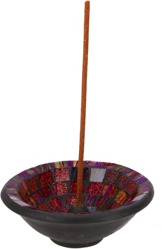 GURU SHOP Keramik Räucherschale - Mosaik Lila, 4x12x12 cm