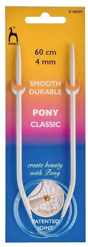 4mm Circular Knitting Needles Pony Classic Fixed Cables- 40cm, 60cm, 80cm, 100cm (60cm)