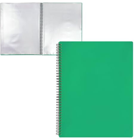 Raylu Paper - Porte-Vues à Spirales, Porte Documents avec Pochettes Transparentes A4, Protège-Document Opaque, Robuste et Coloré, pour le Bureau, l'École ou la Maison (40 Pochettes, Vert)