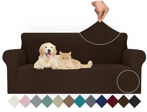Ystyle Extensible Housse Canapé 3 Places, Universelle Housse De Canapé avec Accoudoirs, Housse Protection Canapém, Sofa Cover Antidérapante, Couvre Canapé pour Chiens Chats Animaux, Café