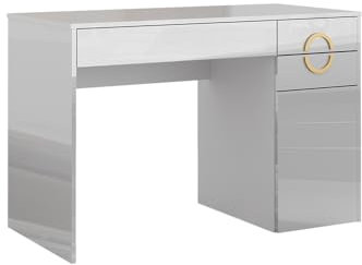 Vicco Schminktisch Adela, Kosmetiktisch, Weiß Hochglanz, 115 cm mit 3 Schubladen