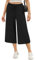 Wayleb Pantalon Femme Été Ample Jambe Droite Cargo Elastique Chic 3/4 Coupe Évasé Solide Pantacourt