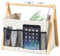 Neateam Porte-revues moderne pliable avec poignée en bambou - Pour bureau, maison et salon - Blanc