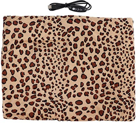 Locadence Heating Pad,Heating Pad Washable Foldable, 3 Temperature Adjustable, USB Charging Pet Heated Pad, Portable Heated Travel Blanket for Cat Dog (Leopard Print)