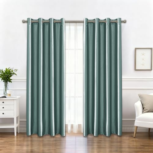 Ystyle Moderna Tende per Interni 2 Pezzi, 140×280 CM, Blu Chiaro | Tende Camera da Letto Natalizie, Oscurante da Interno con Anelli, Tenda Termica Isolante Freddo e Caldo Soggiorno