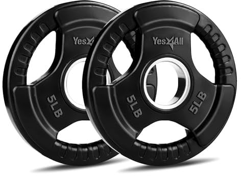 Yes4All Weight Plate Grip Rubber Coated For Weightlifting & Strength Training, Cast Iron - 5LB - Pair