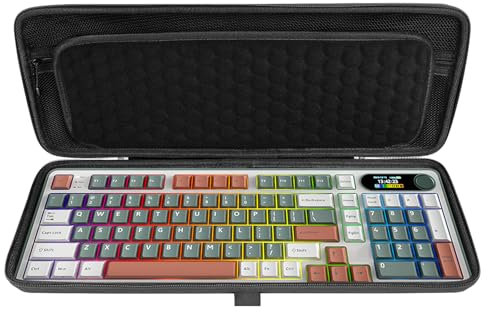 Linkidea Hartschalen-Reiseetui für kompakte 90 % - 96 % Tastatur, Computer mit 100 Tasten, kabellose/kabelgebundene Tastatur, schützende Aufbewahrungsbox, kompatibel mit RK Royal KLUDGE S98, AULA F99