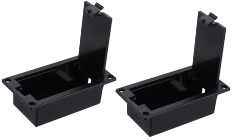 2 Stück 9v Batteriefach für Aktiven Bass Gitarren Tonabnehmer | Schwarz, Kunststoff und Metall, Flache Montage, Kleines Format, Kompatibel mit Pickup Zubehör