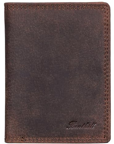 Benthill Herren Geldbörse aus Echt-Leder - Geldbeutel mit RFID-Schutz - Großes Portemonnaie für Herren - Vintage Leder, Farbe:Dark Brown (H)