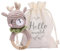 Youuys Personalisierter Babyrassel Gehäkelte Holz Häkeln Tiere Greifling Baby Holz Rassel Baby mit Sound Handmade Rassel für Neugeborenes Baby Geschenk Junge und Mädchen Geschenk zur Geburt (Elch)