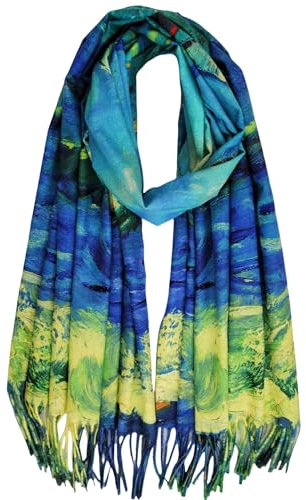 VENVSBEE Wendbarer Schal, weich, groß, Wickeldecke, doppelseitiger Kunstdruck, warme Stolen, Klimt Van Gogh Geschenke, Art 30, Large
