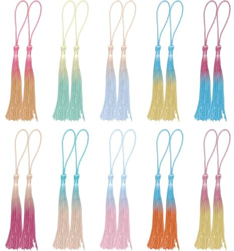 20 Stück Mini-Quasten-Lesezeichenquasten mit Kordel, 5,9 Zoll Quasten zur Schlüsselanhängerherstellung & seidig weiche Mini-Quasten zum Basteln, Schlüsselanhänger, Schmuckherstellung