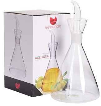 GIOCOKIDS, Aceitera Cristal Antigoteo 750 ml para Cocina – Dispensador de Aceite con Boquilla Precisa y Sistema Antigoteo