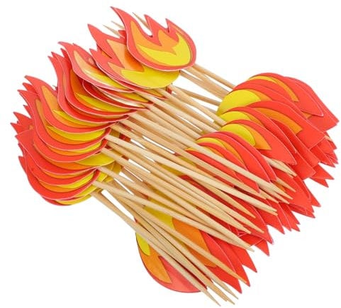 OFFSCH 50 Stücke Feuer Cupcake Picks Kuchen Dekoration Feuer Rettungs Thema Flamme Kuchen Topper Für Geburtstag Party Supplies
