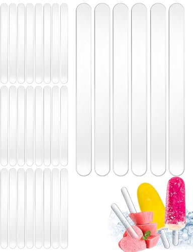 KGDUYC 30 bâtonnets en acrylique - Bâtons de glace réutilisables - Moule à cake pops - Bâtons de glace transparents pour bâtonnets de gâteau pour glaces maison, gâteaux, desserts