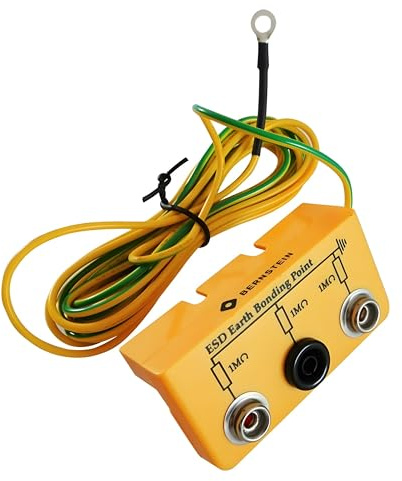 BERNSTEIN ESD Erdungsbaustein 2x10mm Druckknöpfe und 1x4mm Bananenstecker-Buchse | 3 x 1 MOhm Anschluss