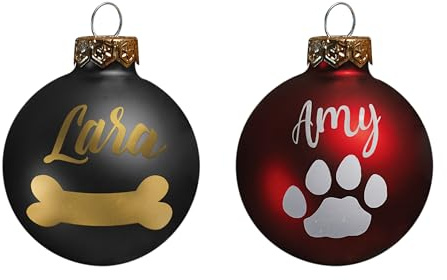 Weihnachtskugel mit deinem Wunschnamen ∅ 6cm | Wunschmotiv | Personalisiertes Geschenk | Weihnachtsbaum | Tannenbaumkugel | Christbaumkugel (Mit Knochen)