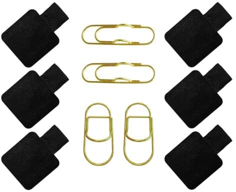 Dzxin 10 Pieces Self-Adhesive Leather Pen Loop, Stainless Steel Pen Clips, Pencil Elastic Band for Notebooks, Journals, Calendars, Planners, Tablet Cases, School, Office