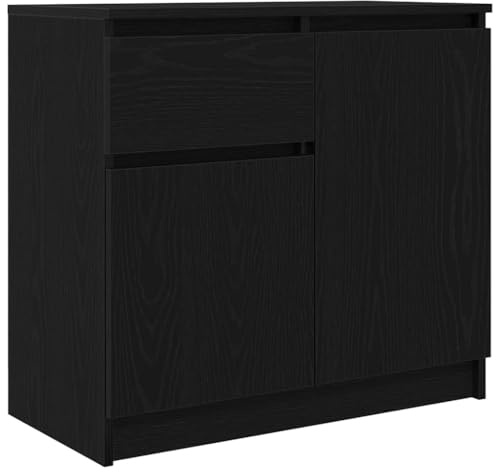 vidaXL Sideboard mit Schublade Schwarz Eichen-Optik 71x35x65 cm