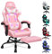 ALFORDSON Gamer-Stuhl, Gaming-Stuhl mit einziehbarer Fußstütze, Racing-Sessel mit 8 Massagepunkten, 150° Neigung, ergonomischer Chefsessel, PU-Leder, höhenverstellbar, 180 kg Tragkraft, Rosa