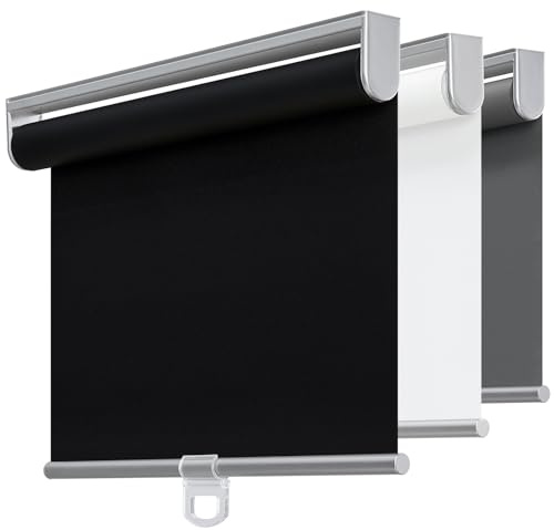 TOVALOR Cordless 100% Blackout Roller Shades for Windows,UV Protection Pull Down Shades,Room Darkening Door Blinds Thermal Insulated Fabric for Home Office and Bedroom(14 W x 72 H,Black)