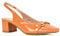 Women's Block Mid Heel Court Shoes Ladies Apricot Patent Slingback Buckle Detail Square Toe Size 6