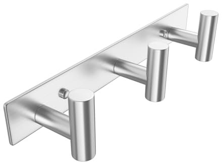 WUIVIUT Heavy Duty Hook Clothes Rack Stainless Steel T-Shape Coat Hook, 11.5 Inch Door Hooks 29.5cm Wall-Mounted for Jacket, Hat, Bathrobe (Silver,3 Hooks)