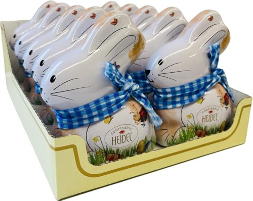 10x Confiserie Heidel I Osterhäschen Ostergrüße I Geschenkdose mit 54g Pralinencreme - Schoko - Pralinen I Ostergeschenke für Erwachsene I Osterpralinen