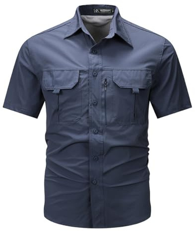 Mauro Kane Chemise Homme Manches Courtes Randonnée Chemise Fonctionnelle Protection UV Imperméable Respirant pour Voyage