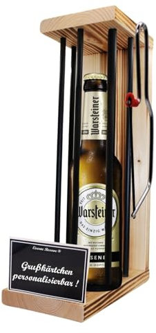 Personalisierte Geschenke für Männer Frauen Geschenkidee - Eiserne Reserve Black Edition Warsteiner Pils Bier (1 x 0.5 l) incl. Notsäge - Papa Mama Geburtstag Geschenk Bier