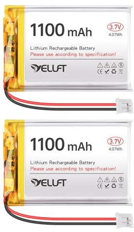 2 Stück 3,7V 1100mAh Lithium Polymer Akku 1S 1C 603449 Wiederaufladbare Batterie mit Schutzplatine und JST2.0-Stecker für Elektronische Geräte