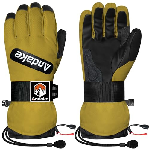 Andake Winter-Skihandschuhe für Männer, Frauen und Jugendliche, wasserdichte und isolierte Schneehandschuhe für kaltes Wetter, professionelle Skihandschuhe für Skifahren, Snowboarden und Wintersport