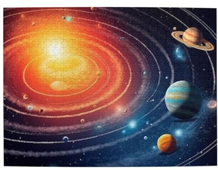 500 Piece Jigsaw Puzzle for Adults Challenging Puzzles for Game Nights Outer Space Galaxy Solar System Wooden Puzzle Personalized Custom Wood Puzzles for Family Picturepuzzle Finished Size 20.4x15