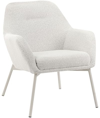 Beliani Armchair with Armrests Iron Legs Fabric Upholstery Off-White Jabro