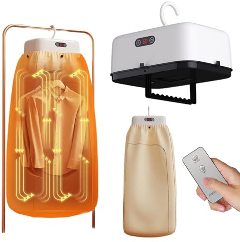 Sadodo Portable Clothes Dryer, Electric Mini/Compact Dryers with Timer | Hassle-Free Setup,UV Sterilization,With Cover Bag, Small Quiet Wardrobe Fast-Drying Machine for Apartment, RV, Travel