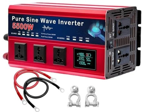Convertisseur Tension Pur Sinus Onduleur À Onde Sinusoïdale 5500W 4000w 5000W 12v/24v DC À 110v/220v AC Convertisseur Tension pour Énergie Solaire De Voiture(24V,220V 60Hz,5500W)
