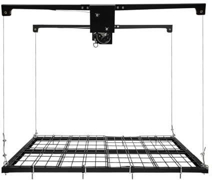GIDRLL Kohlenstoffstahl Garagen-Lagerlift, Verstellbarer Schwerlast-Deckenlift mit Handkurbel, 136 kg Tragkraft, 200 cm Hubhöhe, platzsparender Garagen-Organizer, einfache Installation (A)