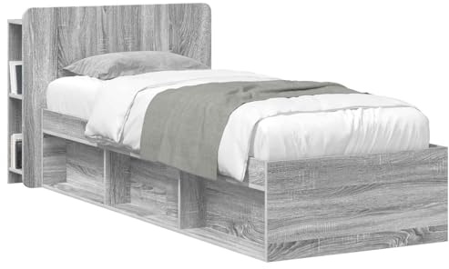 vidaXL Kopfteil Schrank mit Speicher Graues Sonoma Holzwerkstoff, Stylischer U-förmiger Holz-Kopfbereich, Multifunktionale Kommode, Moderne Möbel, Organisierer, Stauraumlösung