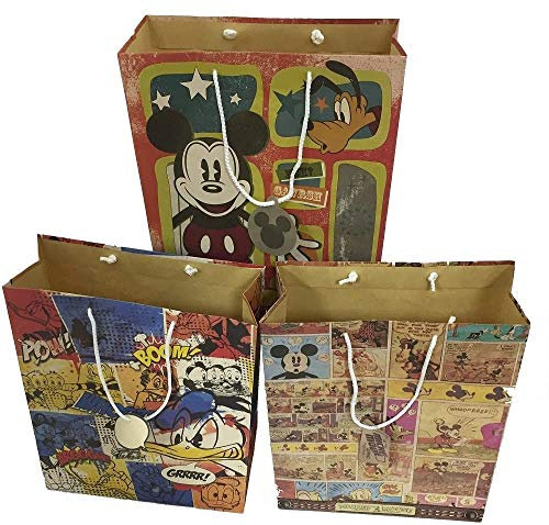 HRB Geschenktüten 9 Stück gross, Disney Motive, Retro Look, Geschenktaschen, Tüte, 3 fach sortiert