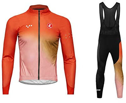 UGLY FROG New Winter Warm Herren Fahrradbekleidung Langarm Radtrikot Set Outdoor Radsport Gemütlich Radkleidung Trikot Jersey + Lange Radlerhose im Winter DEHerrenLD01