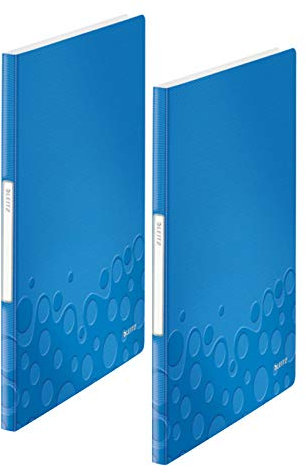 Leitz Sichtbuch wow, A4, PP, 20 Hüllen (blau metallic, 40 Hüllen | 2er Pack)