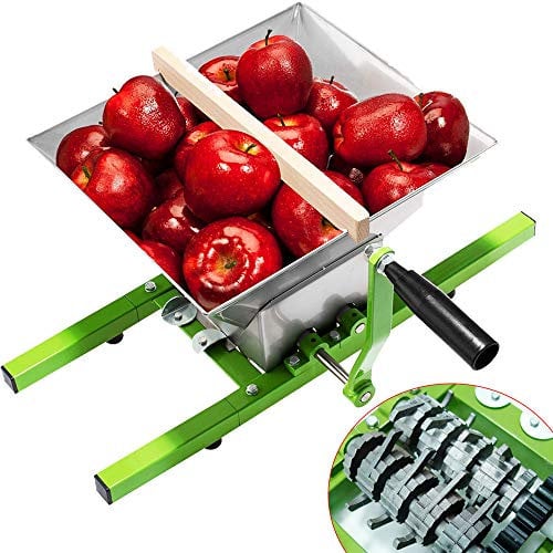 Aufun 7L Obstmühle Edelstahl Obstmuser Obsthäcksler Beerenmühle Traubenmühle Maischemühle Mühle Muser manuell Obstpresse mit Handkurbel (Obstmühle, 7L)