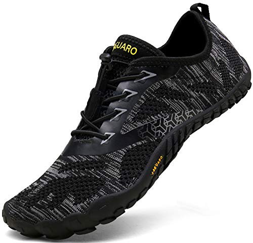 SAGUARO Barfuss Schuhe Damen Barfußschuhe Herren Zehenschuhe rutschfest Atmungsaktive Barefoot Shoes Indoor & Outdoor Barfussschuhe mit Breiter Zehenbox & Zero Drop Solhe, Schwarz, 37 EU