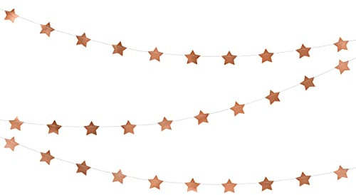 PartyDeco Girlande Sterne rosa Gold 36m Silvester Fasching Weihnachten Hochzeit Geburtstag