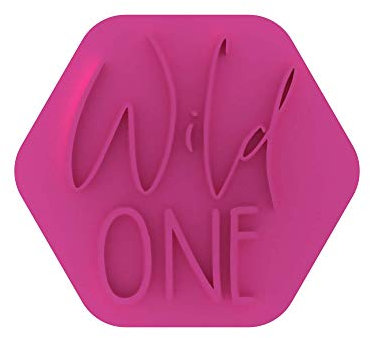 LissieLou Wild One Cookie Stamp Baby Shower or Gender Reveal Party Icing Fondant Embosser - Light Pink
