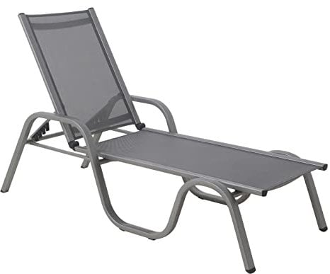 Dehner Gartenliege Chicago, ca. 201.5 x 69 x 53.5 cm, Aluminium, grau