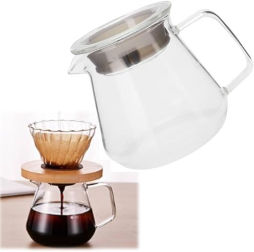 Tissting Jarra de Café, Jarra de Vidrio Aislante con Tapa Antideslizante para Bebidas Calientes 300ml, Vidrio Resistente para Cafetería Restaurante Hogar