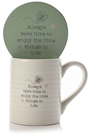 Widdop Take Time to Enjoy Gift Set Mug & Coaster in A Gift Box Love Life Range Gifts LL448