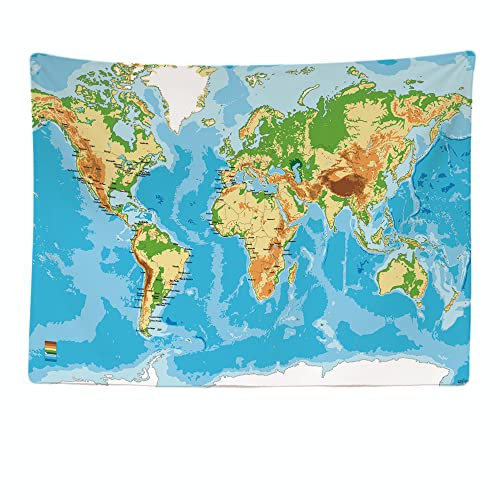 Ulticool - Weltkarte Wandteppich XXL - 200 x 150 cm - Poster Wand Teppich Tuch Fototapete - Hippie Boho Aesthetic Deko - Wandbehang Strandtuch Vorhang Gemälde - Accessoires Schlafzimmer Wohnzimmer